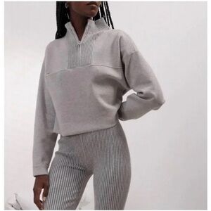 Lunya Gray Quarter-Zip Sweatshirt